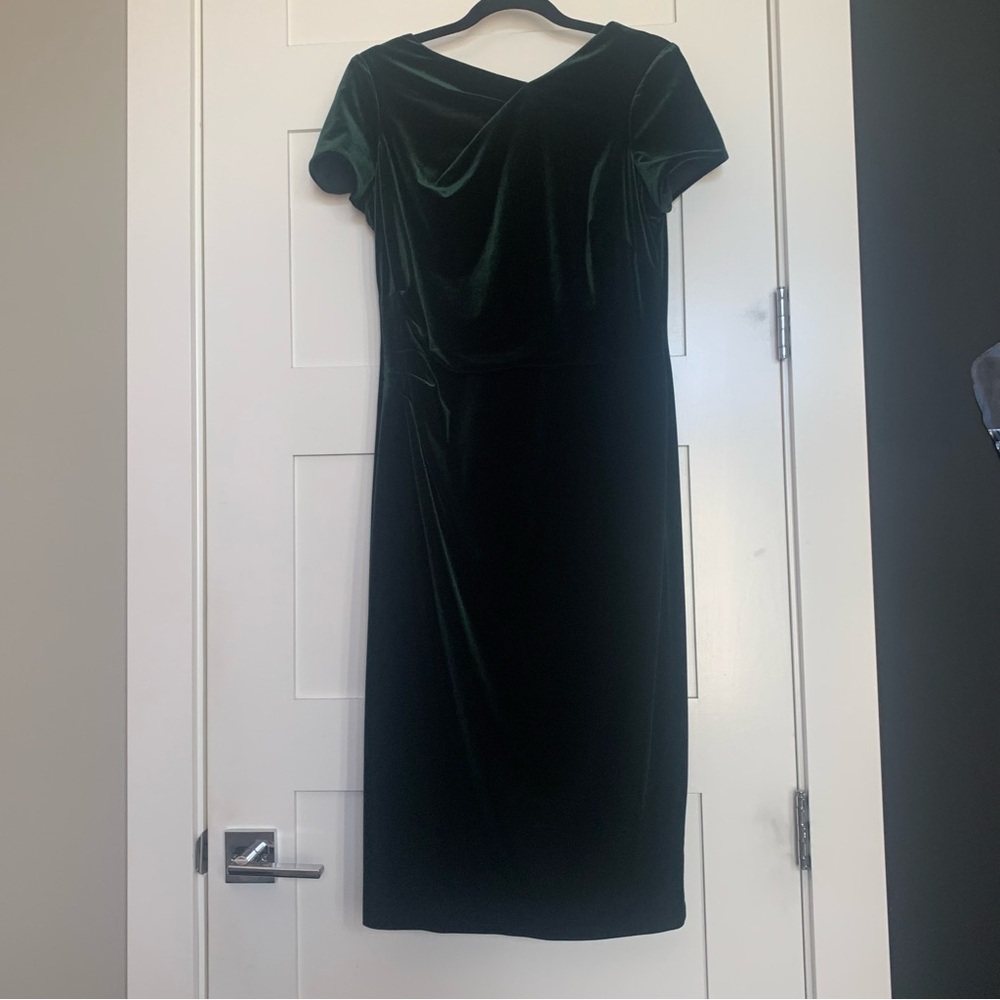 chaps green emerald velvet dress